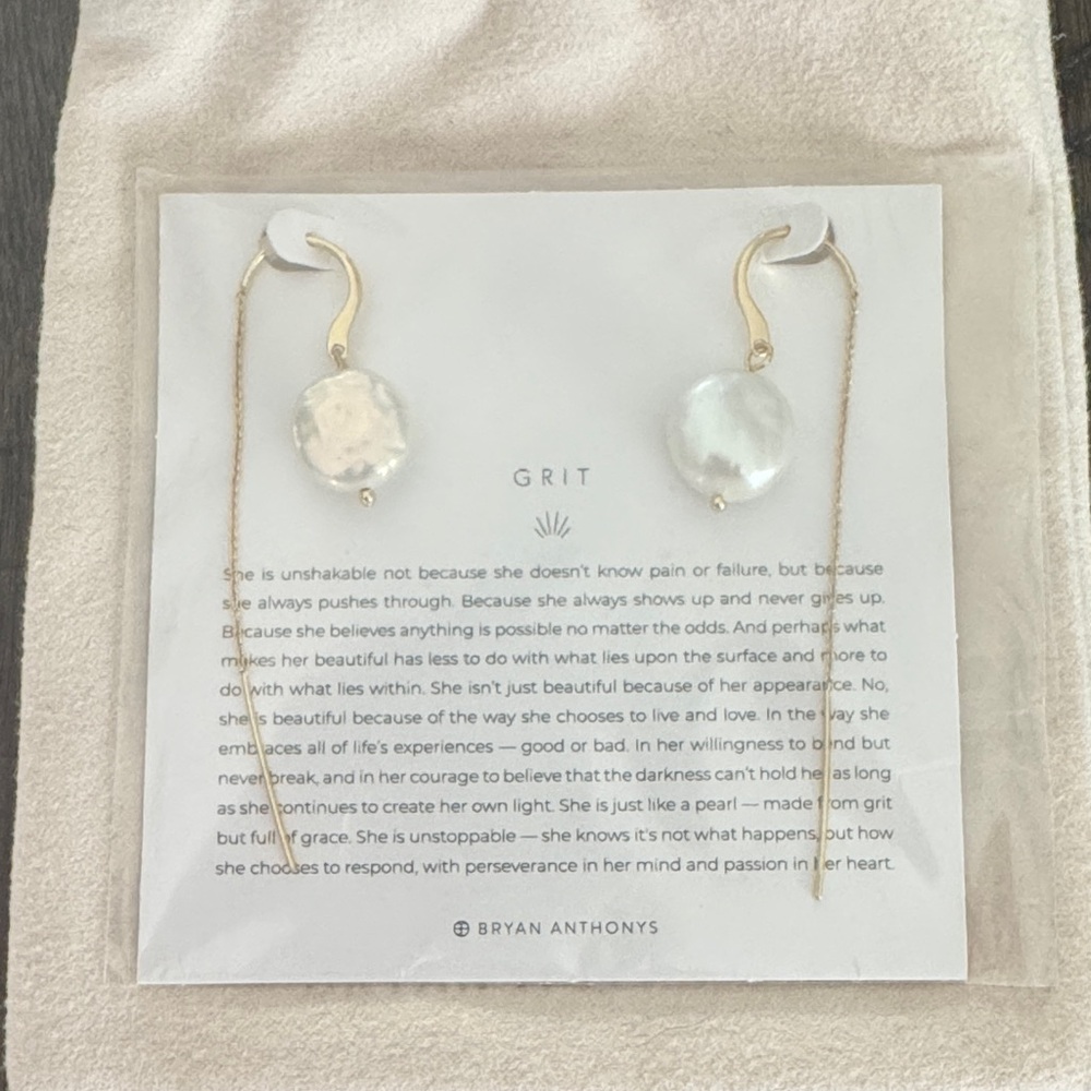 Gold Bryan Anthony Drop Earrings with Pearl